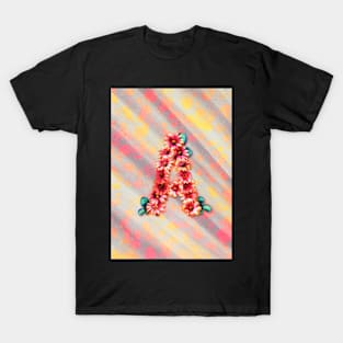 Cover with flowers forming the letter A T-Shirt